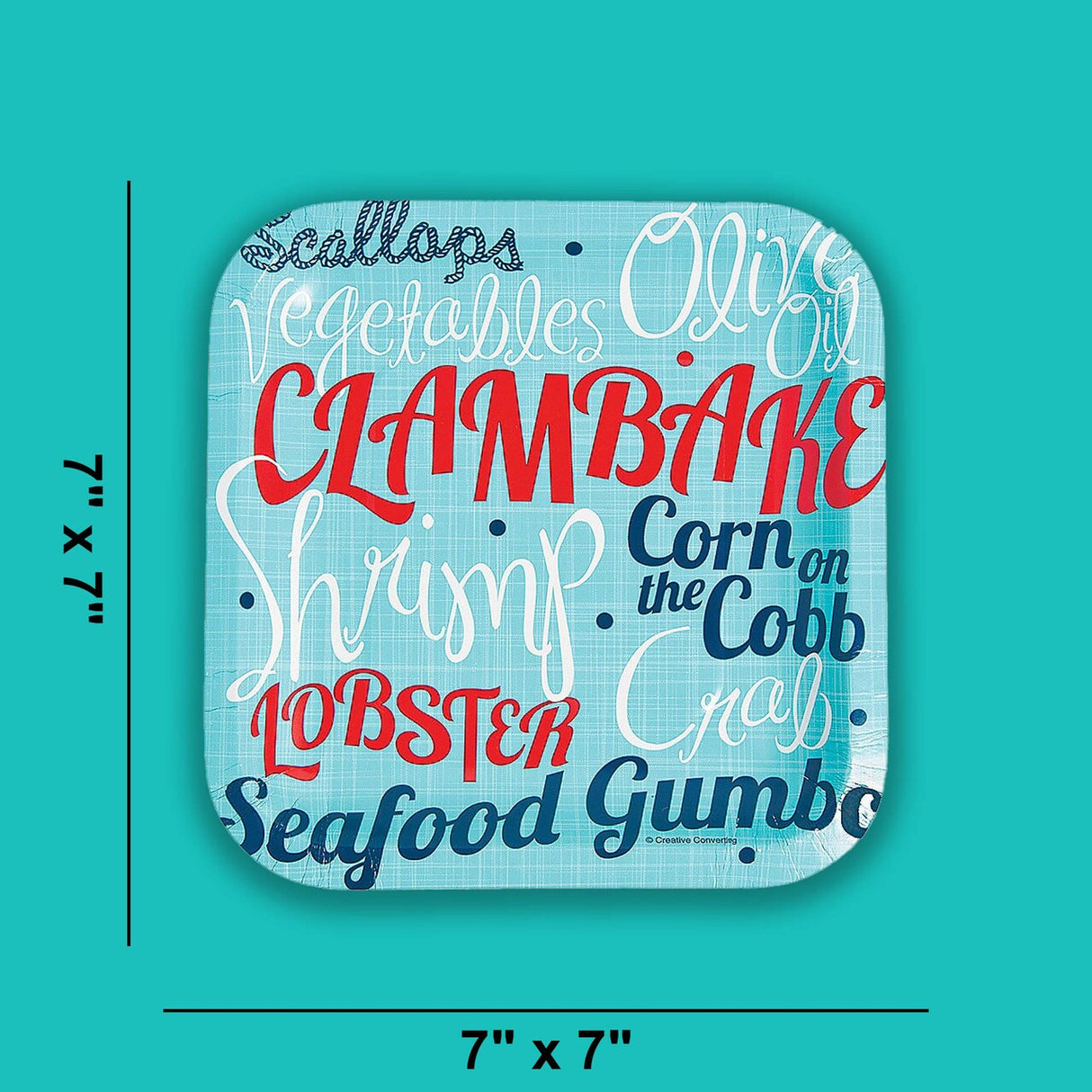 8 Ct. 7" x 7" Clambake Square Paper Dessert Plates