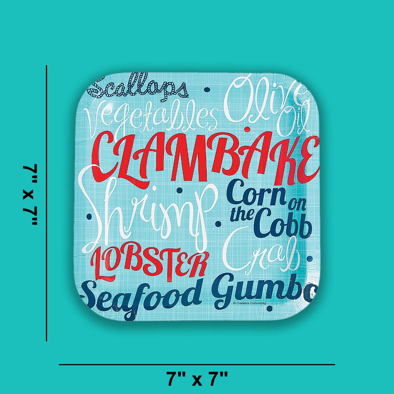 8 Ct. 7" x 7" Clambake Square Paper Dessert Plates
