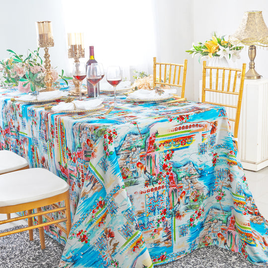 Faux Linen Rectangular Tablecloth Seamless Wrinkle-Resistant