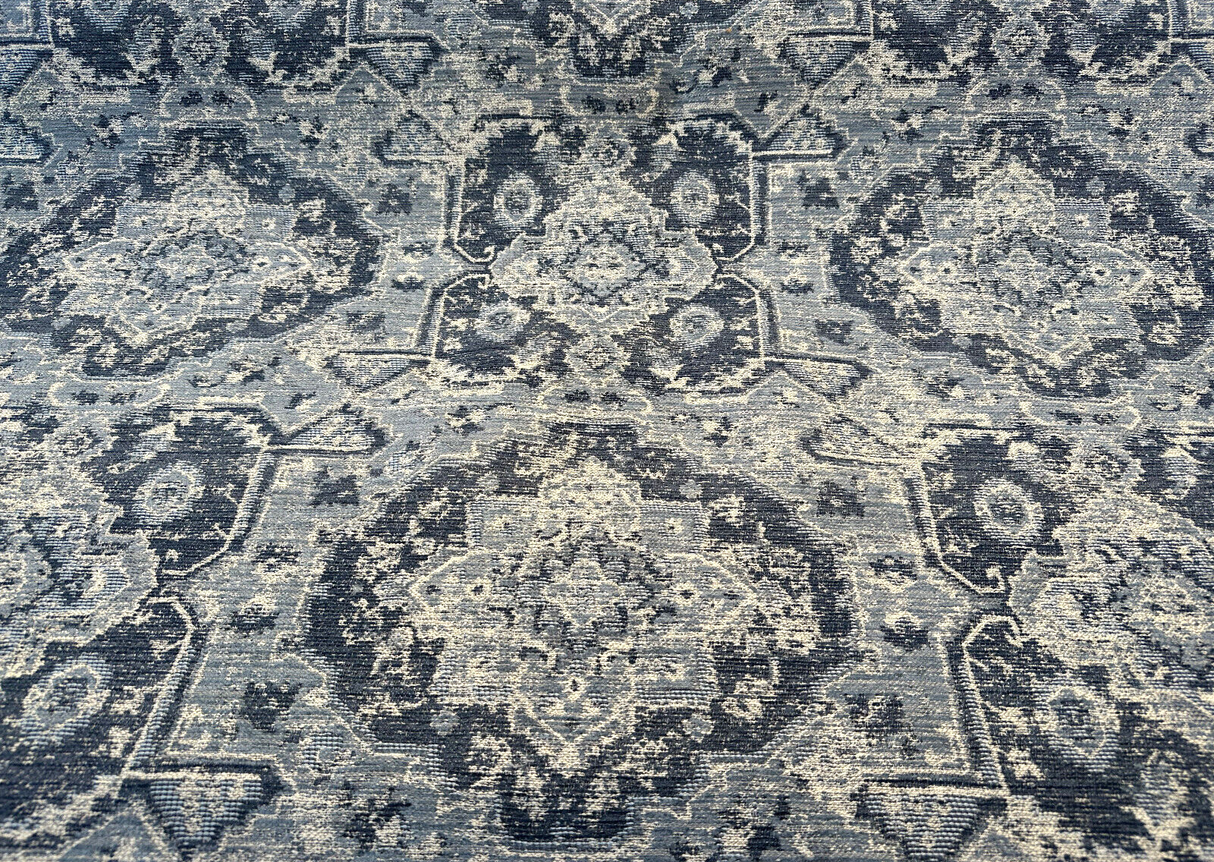 Currituck Pacific Blue Chenille Fabric - Denim Blue, Steel Grey, Ice Blue, Soft White, Navy Blue, 56" Width (1 Yard)