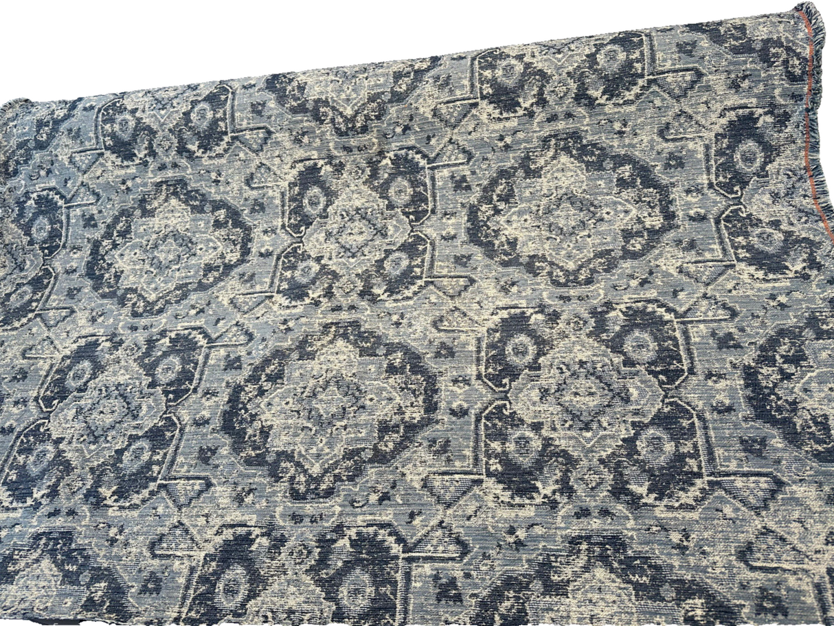 Currituck Pacific Blue Chenille Fabric - Denim Blue, Steel Grey, Ice Blue, Soft White, Navy Blue, 56" Width (1 Yard)