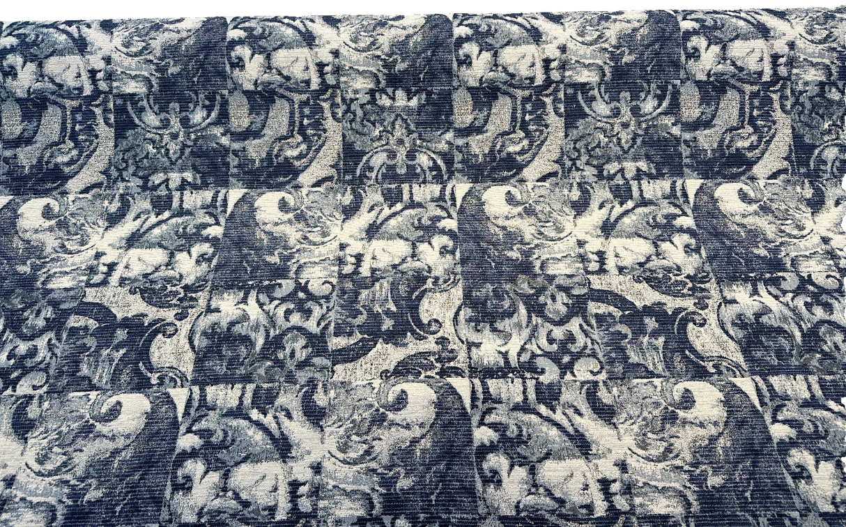 Molveno Blue Indigo Chenille Fabric - Blue Indigo, 14" Horizontal, 25" Vertical (1 Yard)