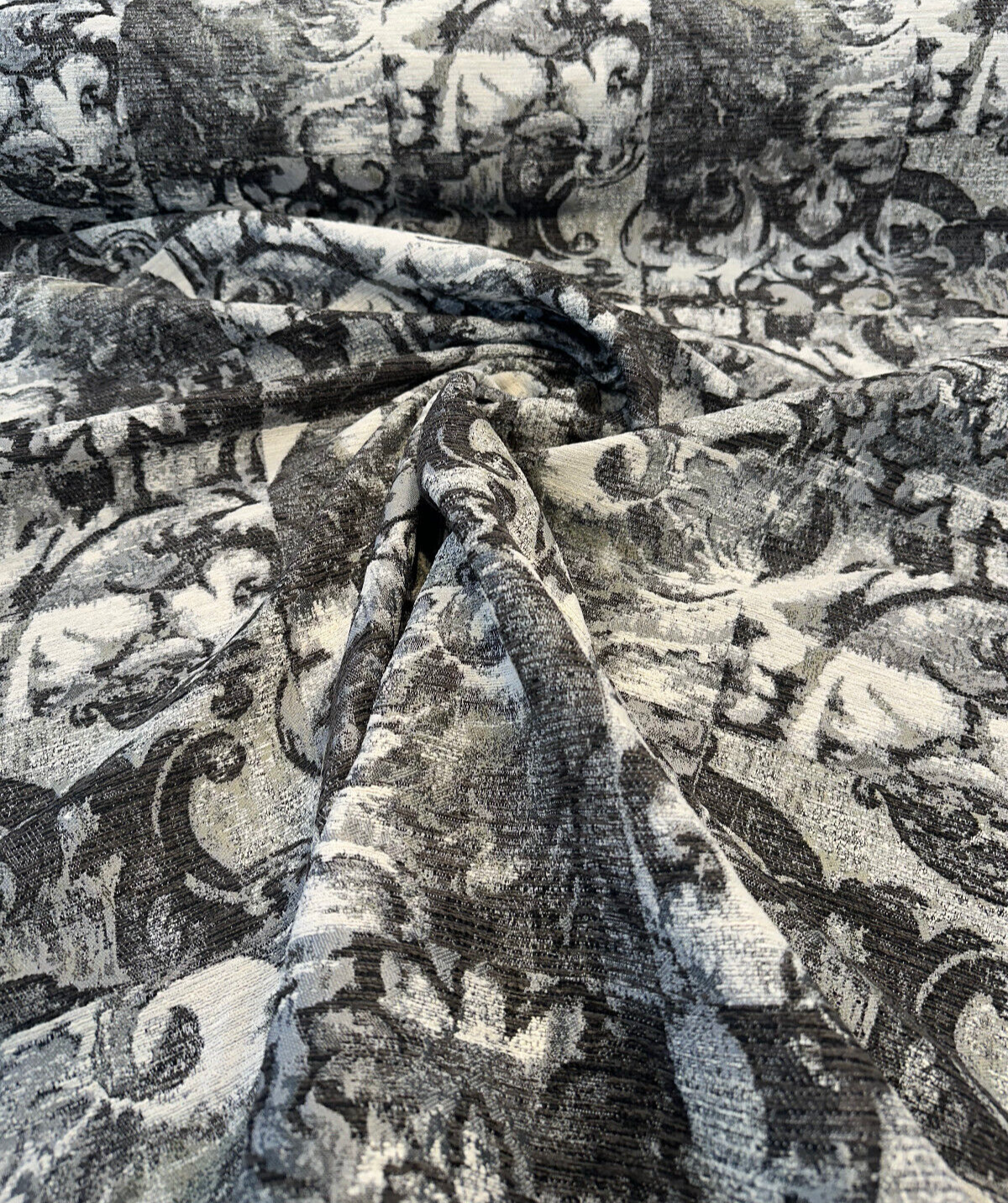 Molveno Graphite Black Chenille Fabric - Graphite Black, 14" Horizontal, 25" Vertical (1 Yard)