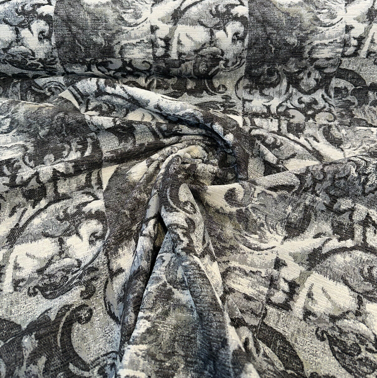 Molveno Graphite Black Chenille Fabric - Graphite Black, 14" Horizontal, 25" Vertical (1 Yard)