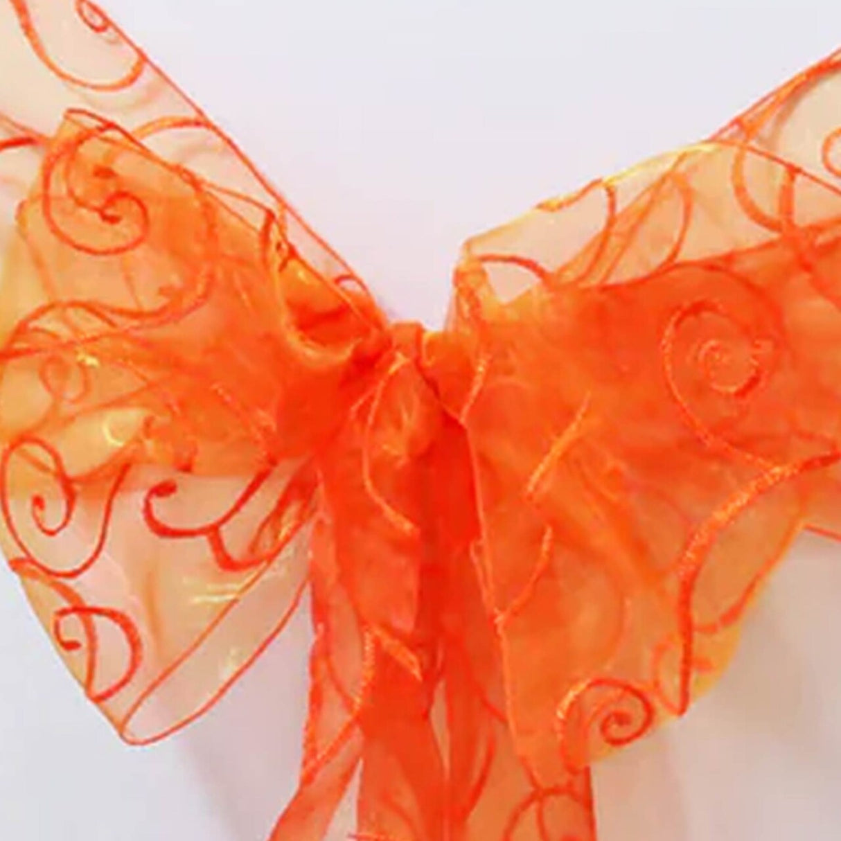 10 Pieces Orange Embroidered Organza Chair Sashes Vibrant Event Decor