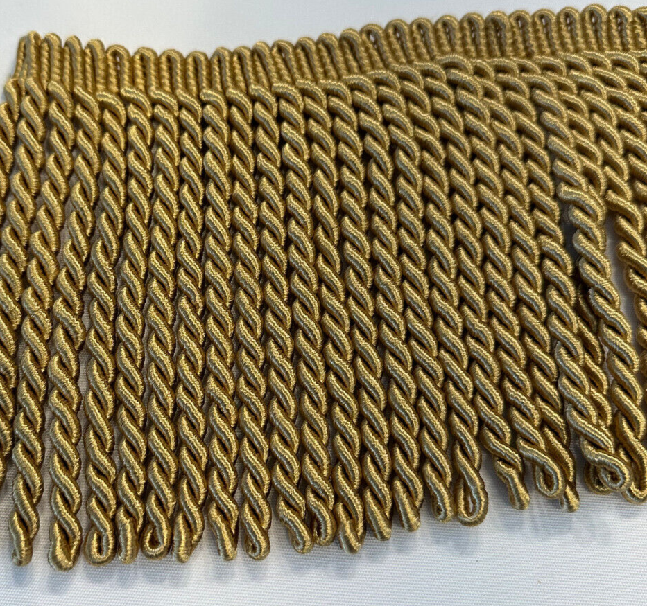 Dark Antique Gold Bullion Fringe Trim - Gold, 6" Width (1 Yard)