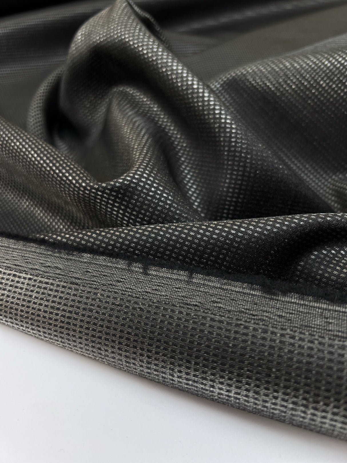 Wool Jacquard Fabric Silver Black Geometric