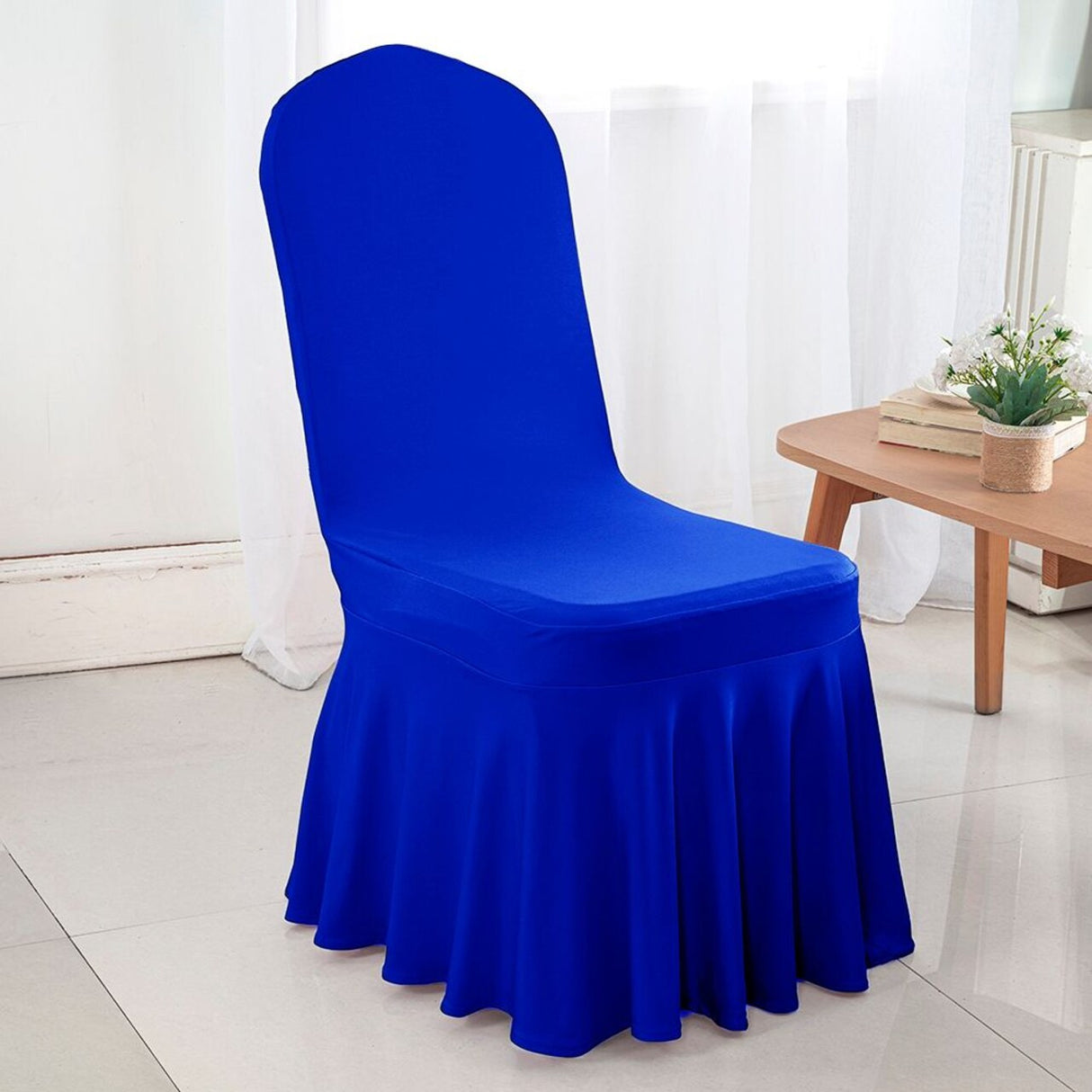 Royal Blue Spandex Skirt Banquet Chair Cover for Weddings and Formal Events