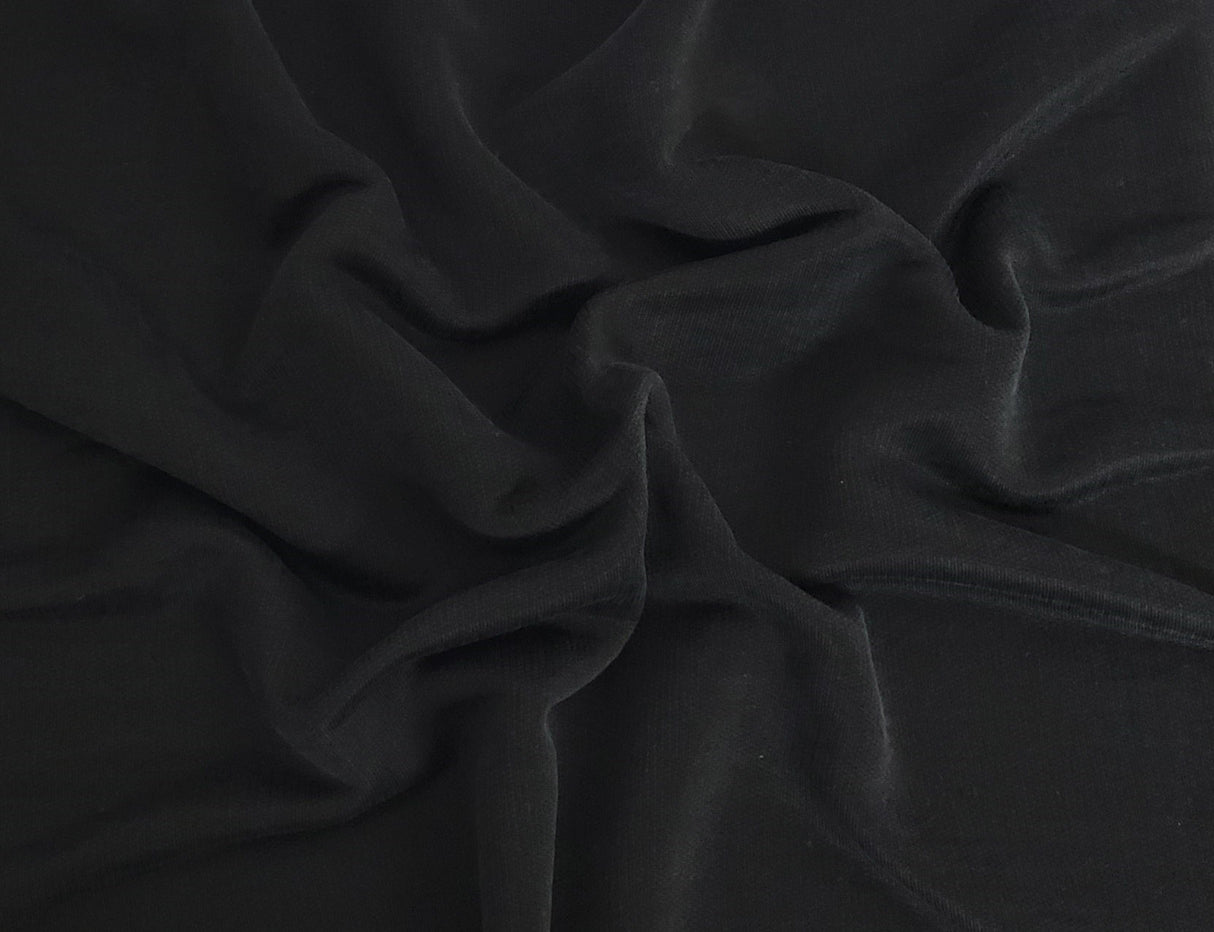 French Terry Knit Black Cotton Rayon Blend