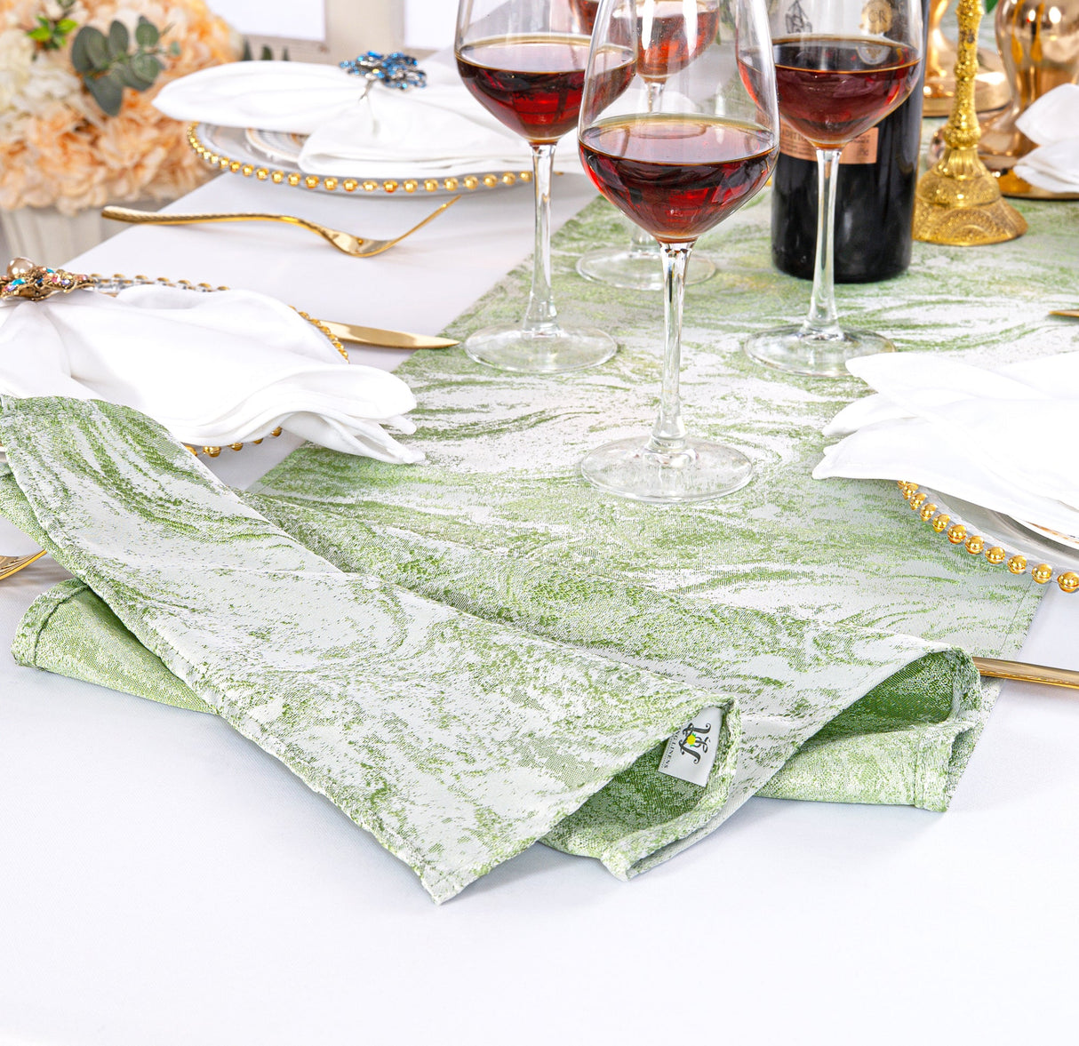 Jacquard Table Runner 13x108 Sage Green