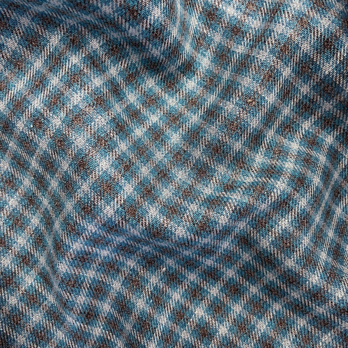 Sky Blue Check Linen Silk Blend Fabric - Sky Blue Check, 58/60" Width