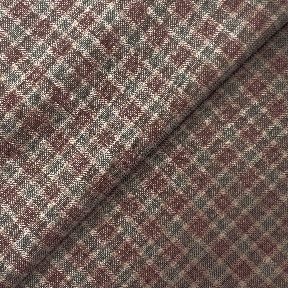 Taupe Check Super 140S Italian Wool Fabric - Taupe Check, 58/60" Width