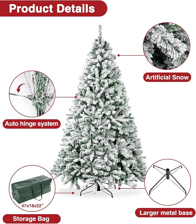9' TREE, 2580 TIPS, METAL STAND, 65" DIA