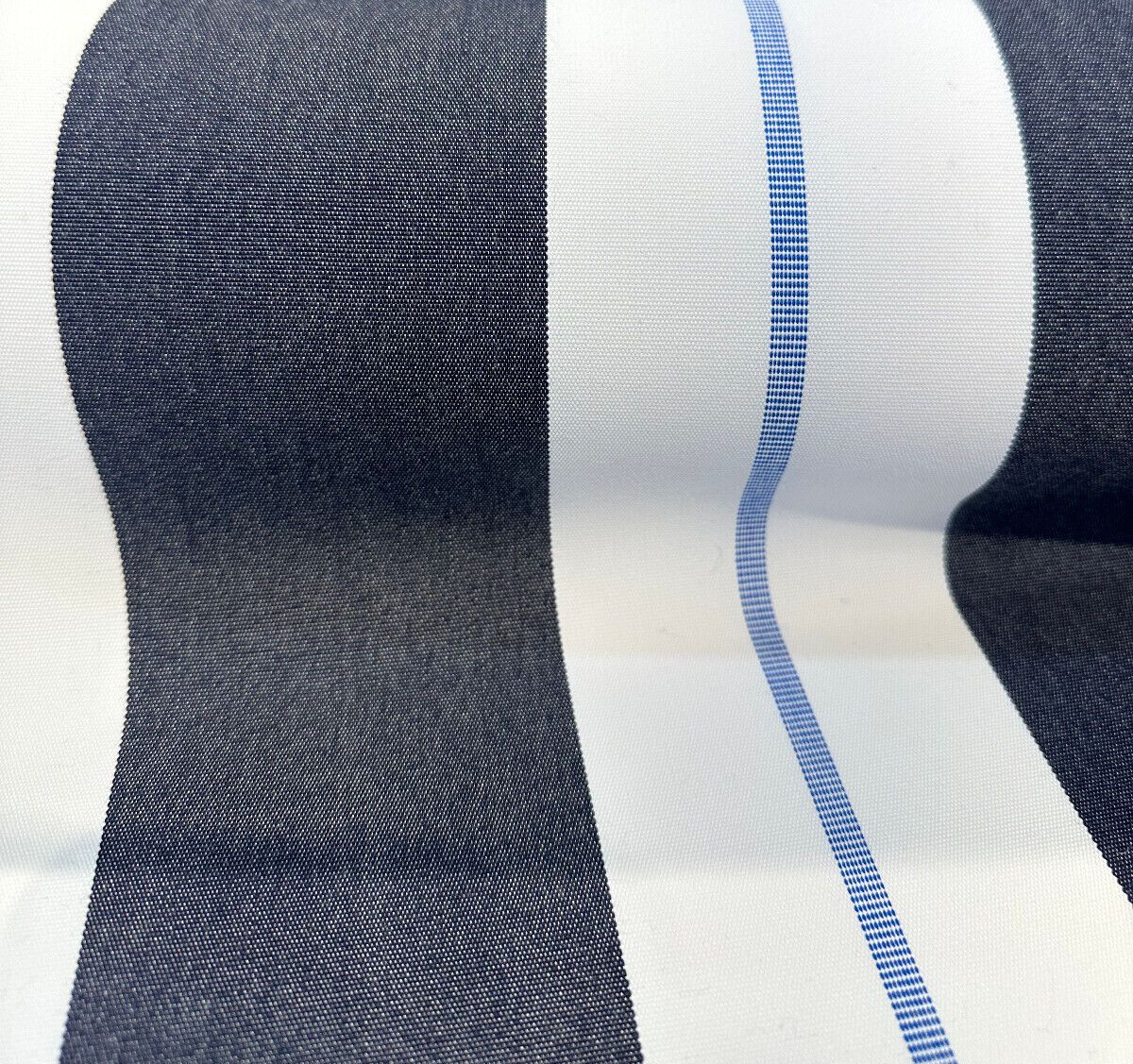 Relate Harbor Acrylic Fabric - Navy Blue, Light Blue, White Stripes, 54" Width (1 Yard)