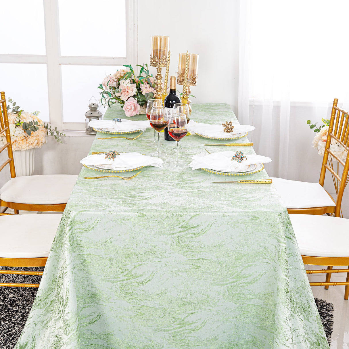 Rectangular Polyester Tablecloth 90x132 Sage Green