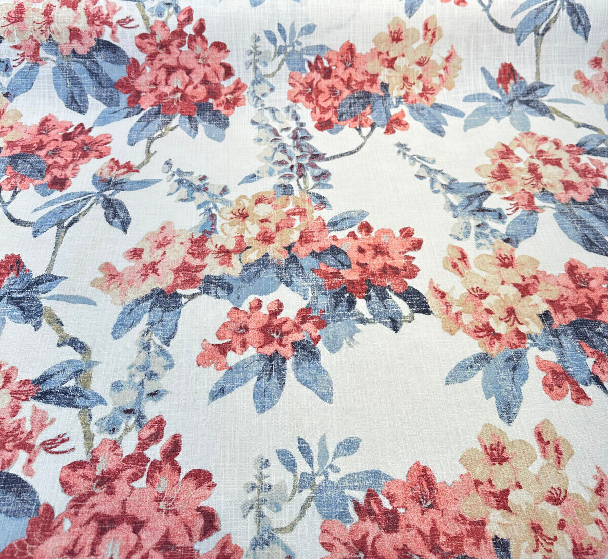Waverly Elsa Indienne Cotton Fabric - Red Blue Floral, 54" Width, 25.25" Vertical Repeat, 27" Horizontal Repeat (1 Yard)