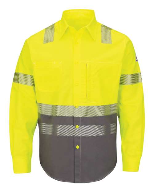 Bulwark Men's Hi-Visibility Color Block Uniform Shirt - EXCEL FR ComforTouch 7 oz.