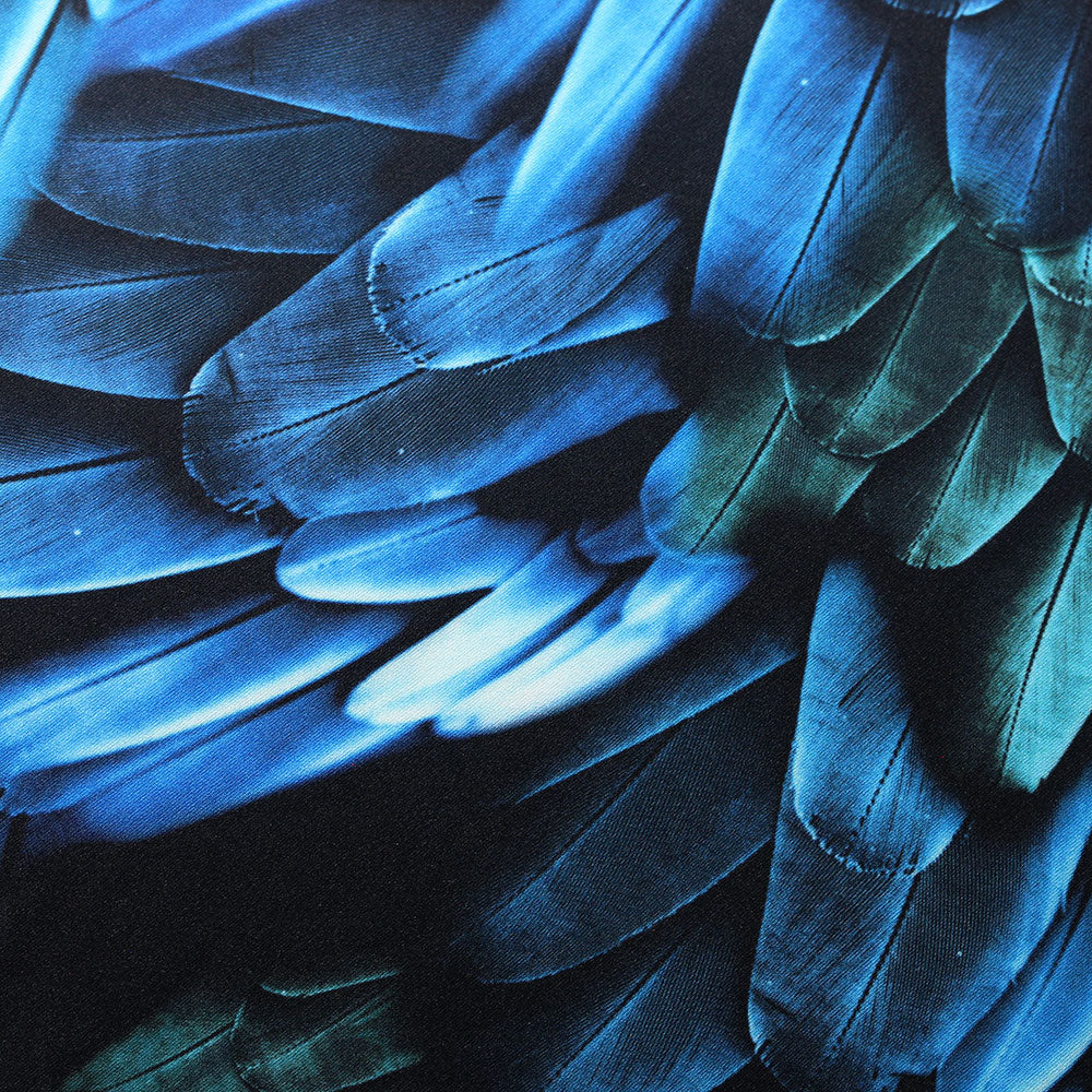 BZ Digital Flip Polyester Spandex Fabric - Multi-Color Peacock Feather Brazilian Print, 60" Width (1 Yard)