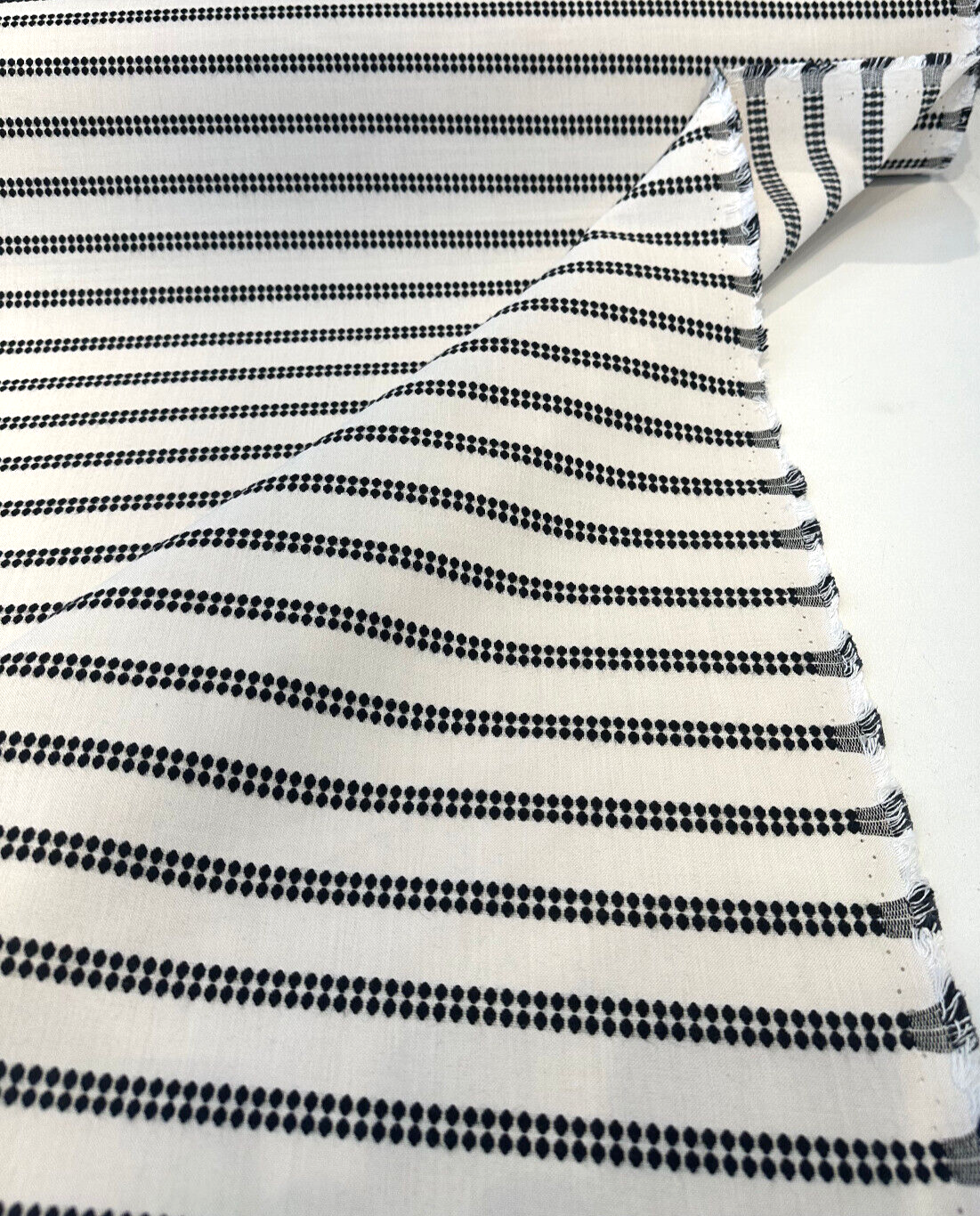 Journey Classic Stripe Acrylic Fabric - Ivory, Black Beige Stripes, 54" Width (1 Yard)