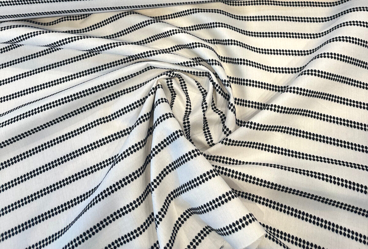 Journey Classic Stripe Acrylic Fabric - Ivory, Black Beige Stripes, 54" Width (1 Yard)