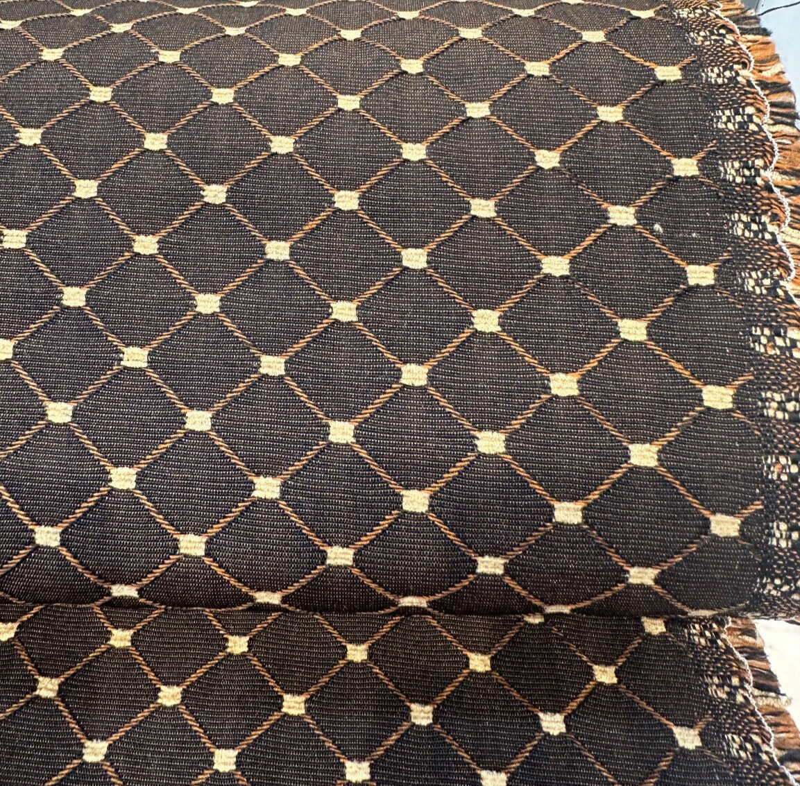 Heritage Brown Gold Diamond Honeycomb Backed Upholstery Fabric - Brown Gold Diamond Honeycomb Pattern, 55" Width (1 Yard)