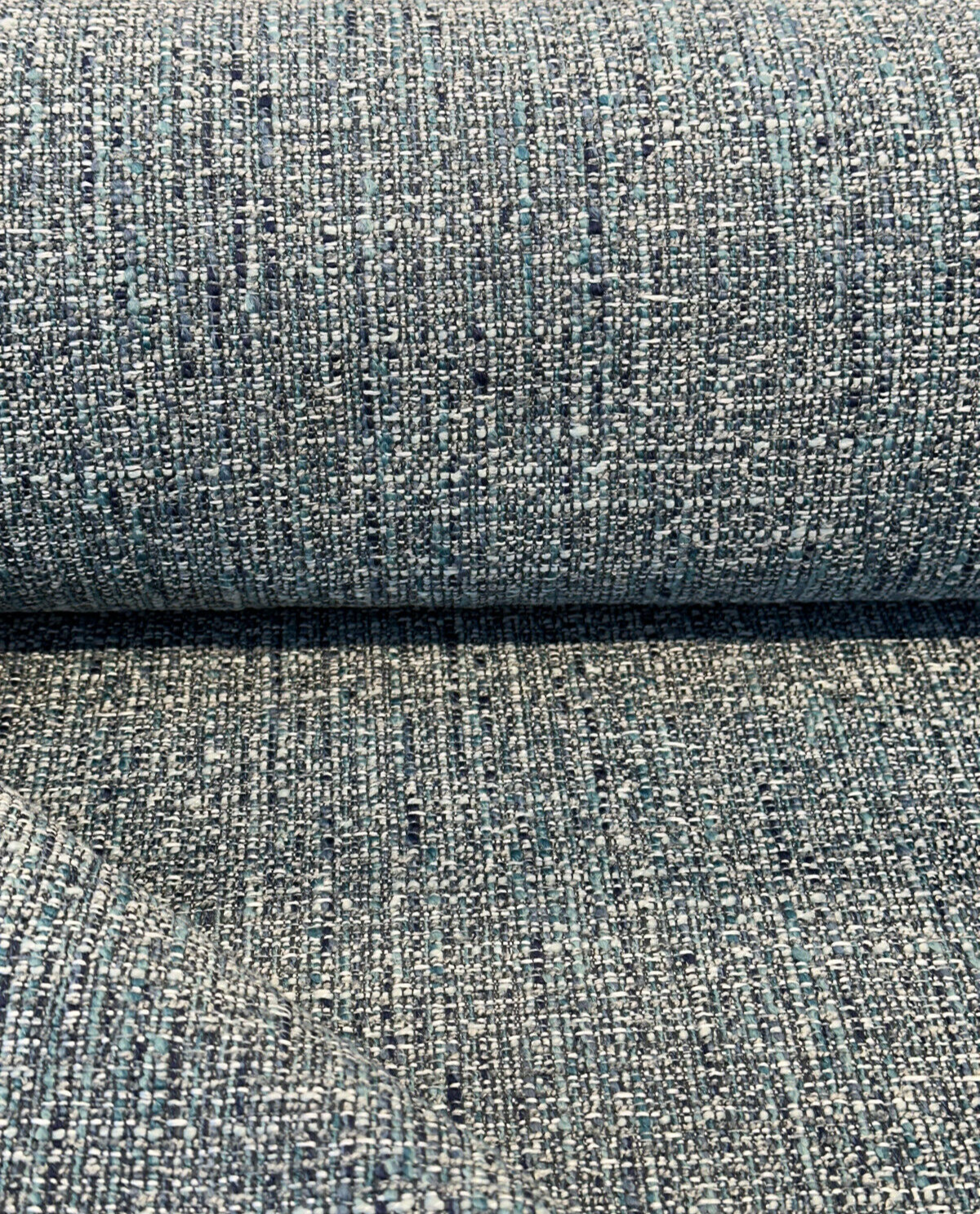 Hampton Laguna Blue Tweed Polyester Fabric - Blue Teal Turquoise Navy Tweed, 55" Width (1 Yard)