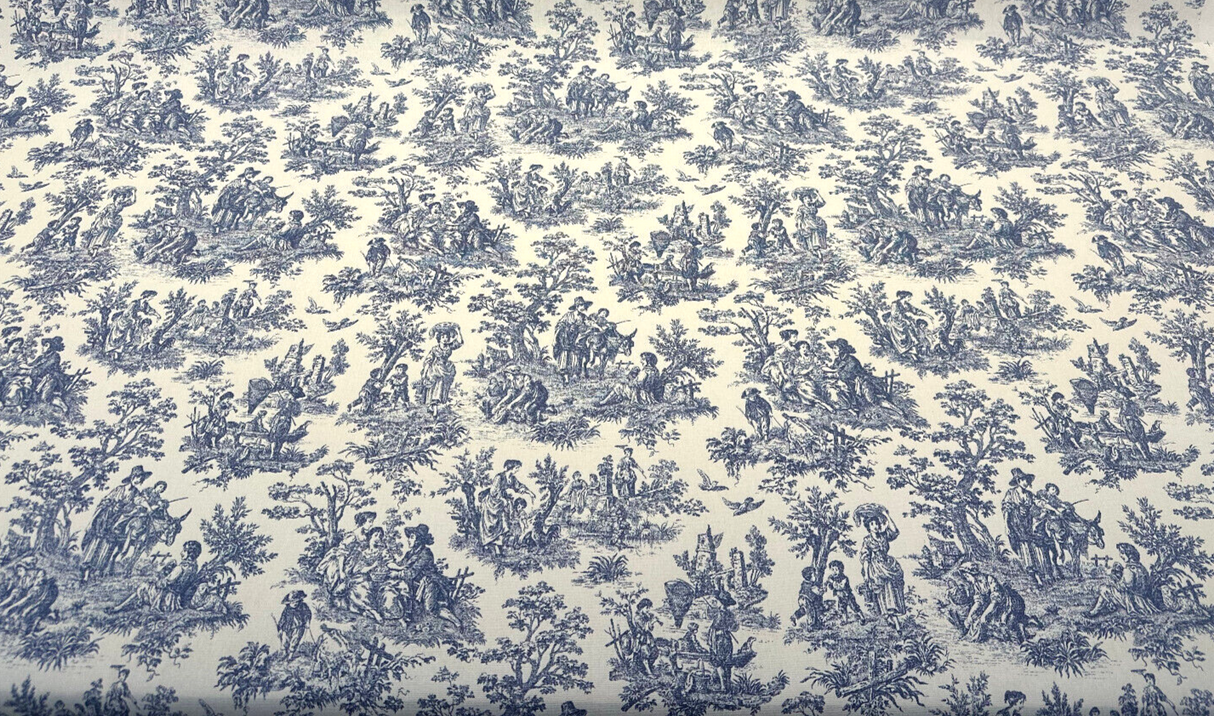 Waverly Charmed Life 100 Percent Cotton Toile Fabric - Indigo Blue And White Toile Print, 54" Width (1 Yard)