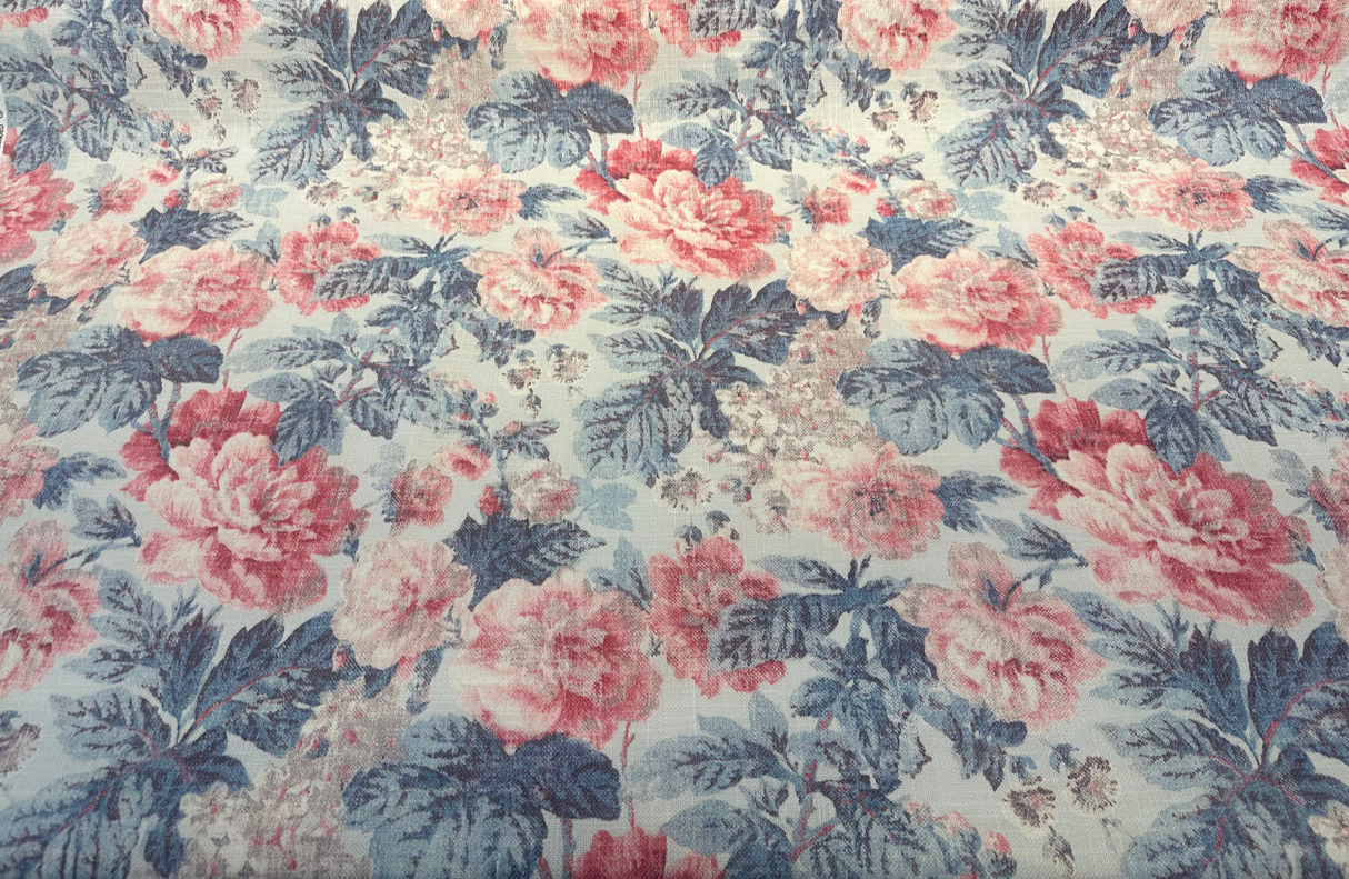 Beatrice Old Glory Linen Blend Fabric - Blue, Printed, 54" Width (1 Yard)