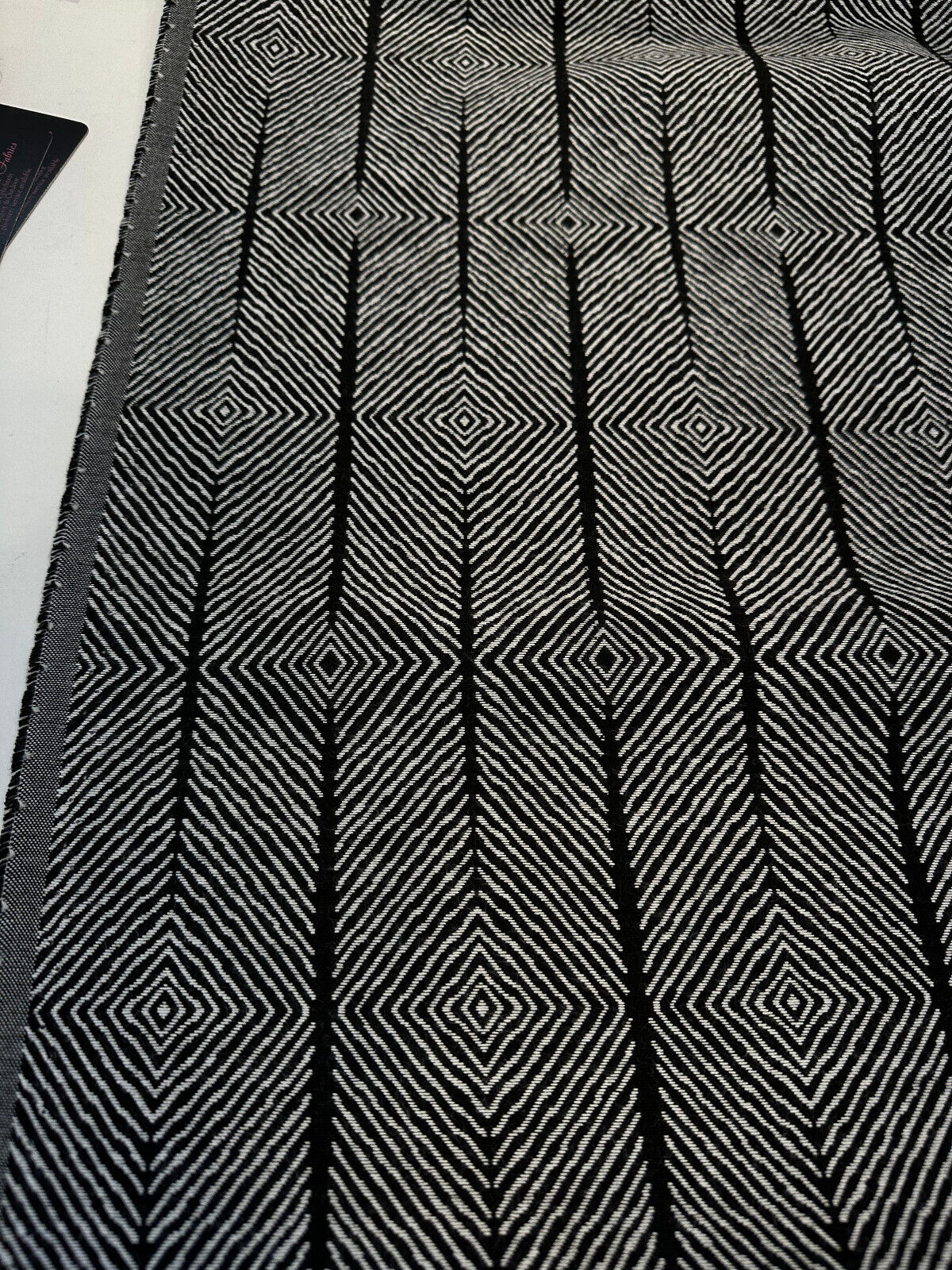 Sunbrella Inverse Classic Black White Upholstery Outdoor Fabric - Black White Geometric Pattern, By The Yard (1 Yard)
