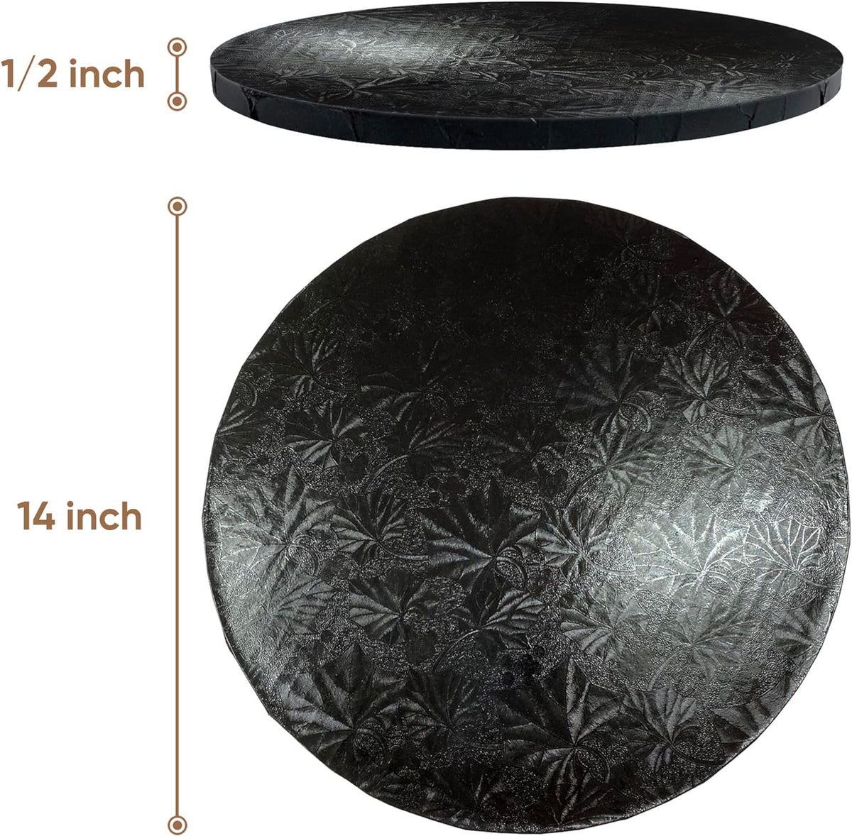 14" Round Black Foil Cake Board Drum