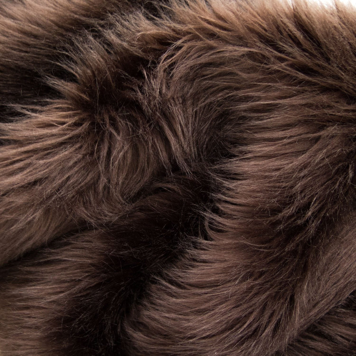 Brown Faux Fake Fur Solid Shaggy Long Pile Fabric,
