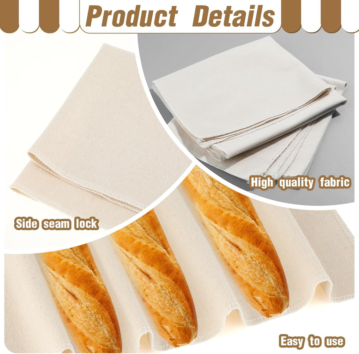 Thick Bread Towel for Homemade Bread, 14x18 Inch Bread Proofing Cloth Cover Reusable Sourdough Bread Baking Supplies Linen Cloth Baking Bread Cloth for Rolling Dough, Pastry, Baguettes, Loaves