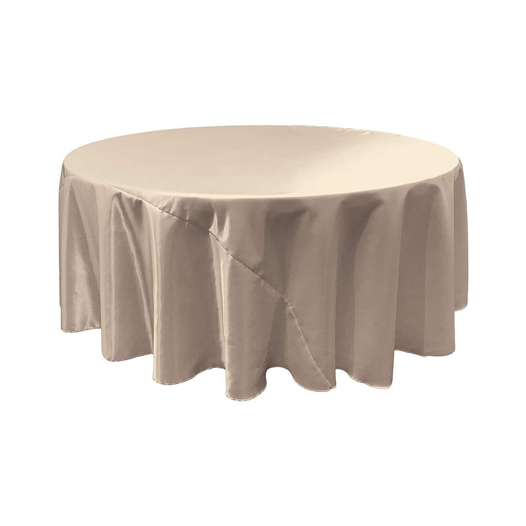 Silver Bridal Satin Round Tablecloth 132″