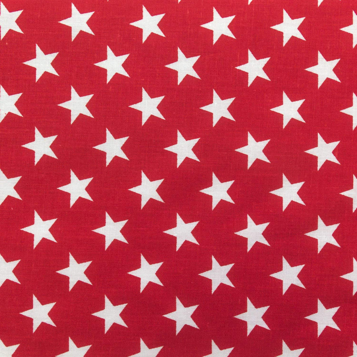 White Stars on Red Poly Cotton Fabric,
