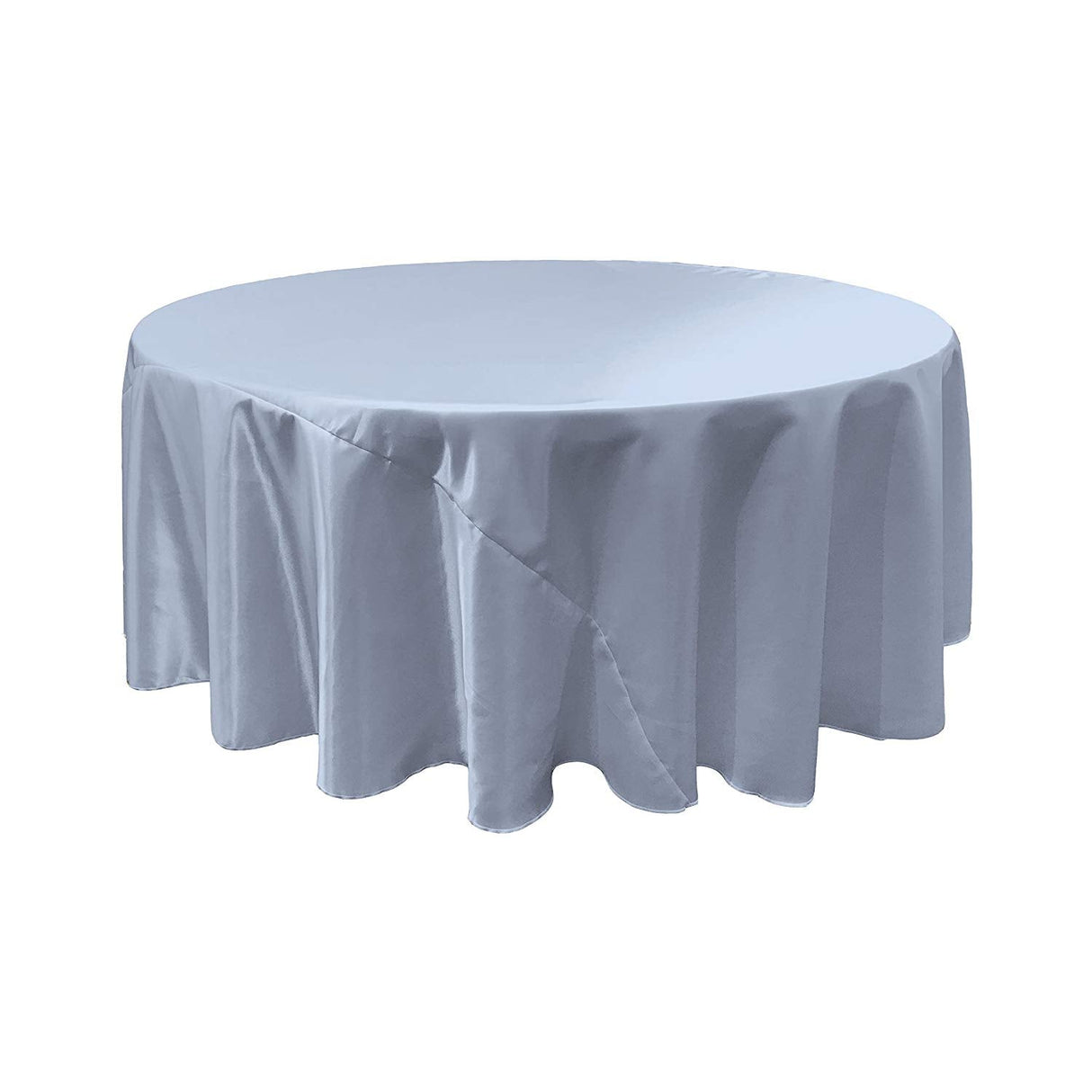 Light Blue Bridal Satin Round Tablecloth 120″
