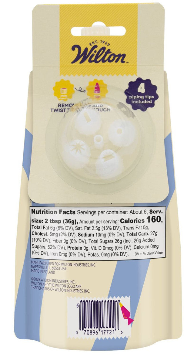 Wilton Blue Ready-to-Use Decorator Icing Pouch with 4 Tips – 7.5 oz.