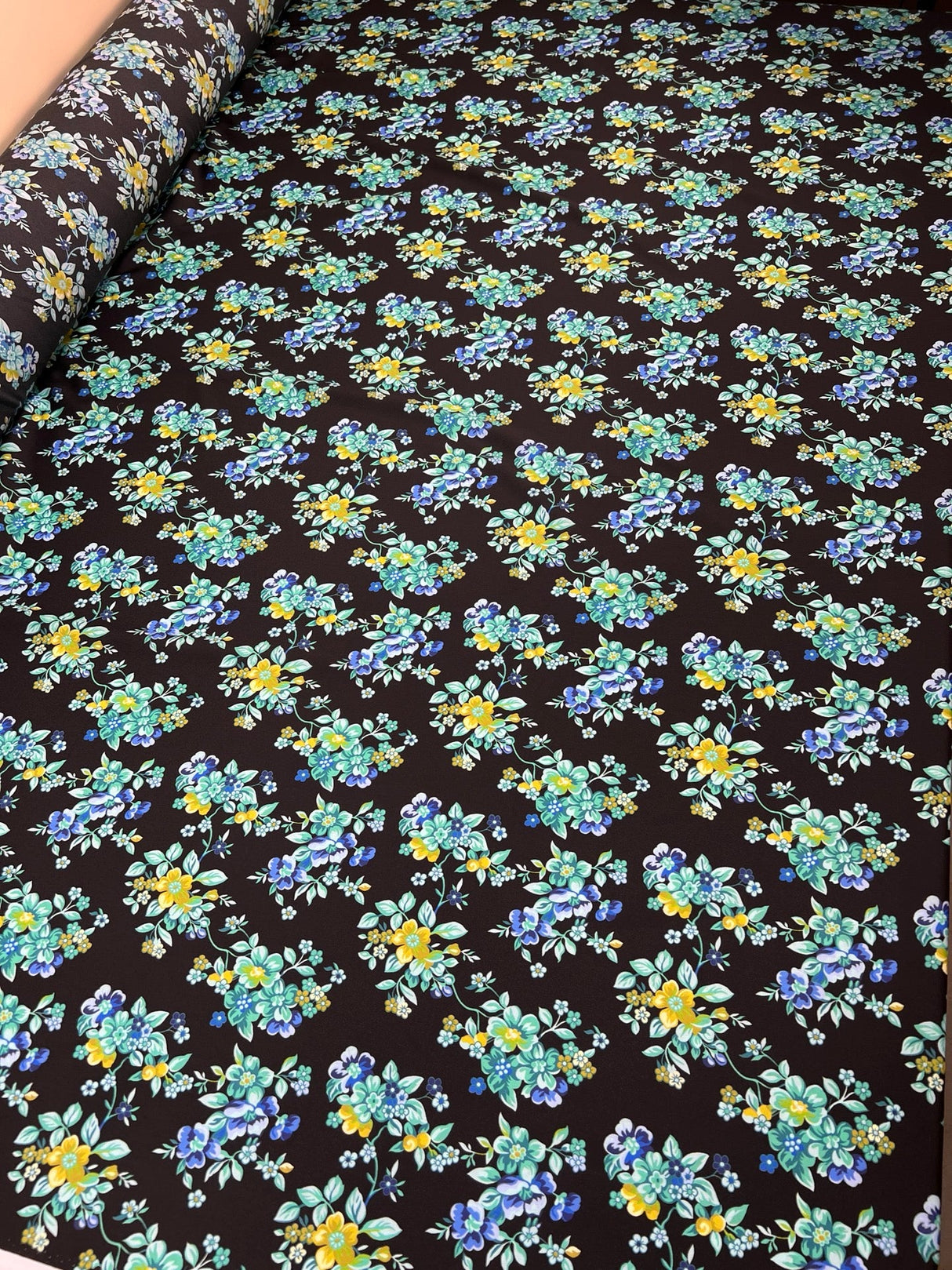 Polyester Elastane Floral Print Green