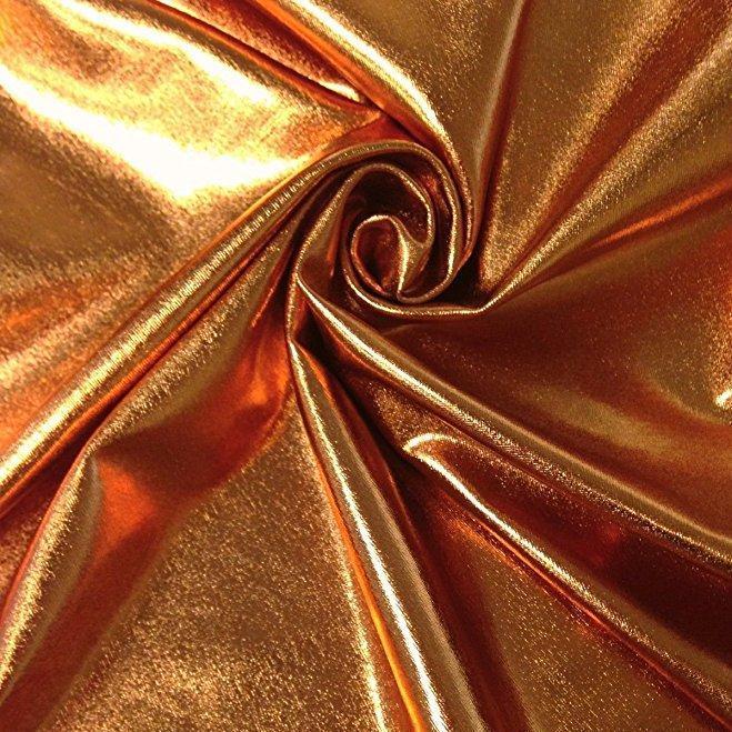 Copper Spandex Lame Foil Stretch Metallic Fabric, Default Title