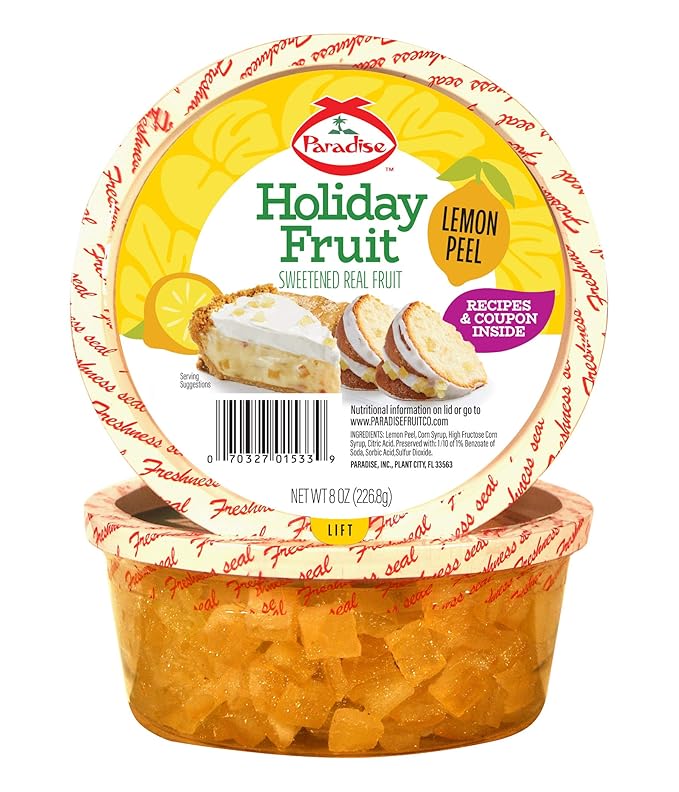 Paradise Diced Lemon Peel candied fruit fruitcakes 8oz
