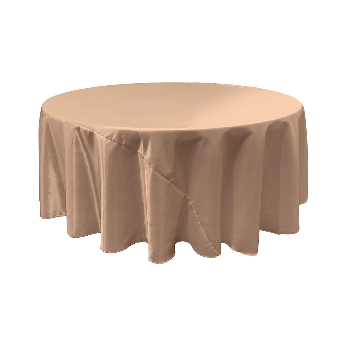 Taupe Bridal Satin Round Tablecloth 120″