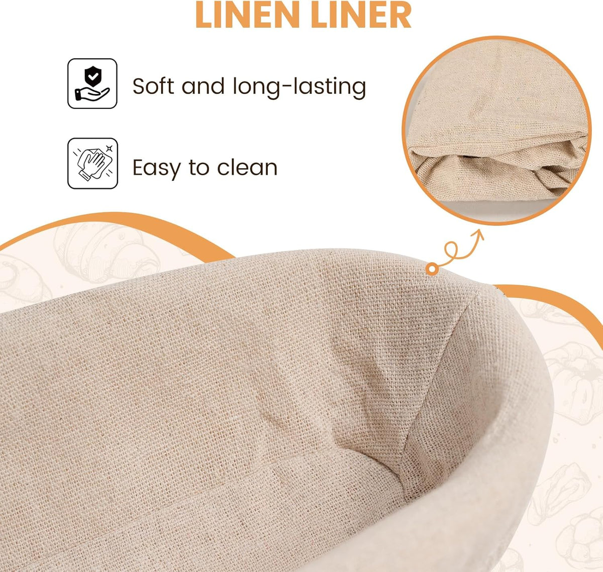 Bread Proofing Basket 12 inch Oval Shaped Dough Proofing Bowl w/Liners Perfect for Professional & Home Sourdough Bread Baking