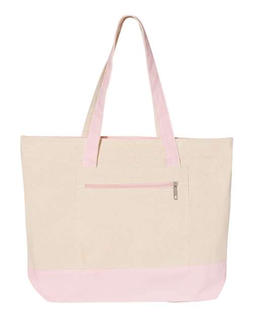 Q-Tees 19L Zippered Cotton Canvas Tote