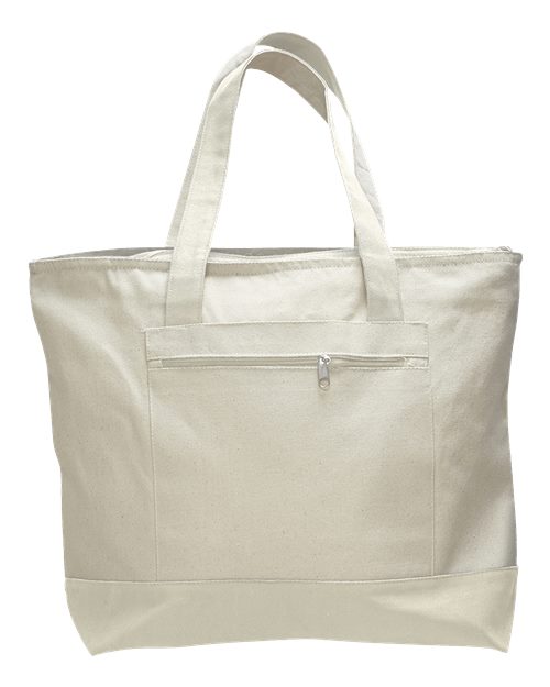 Q-Tees 19L Zippered Cotton Canvas Tote