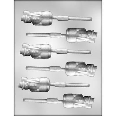 Snowman with Broom Sucker Chocolate Mold