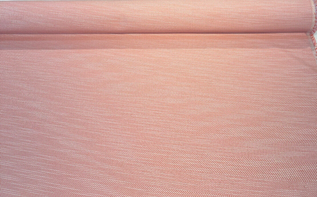 Sunbrella Annex Guava Pink Herringbone Acrylic Fabric - Guava Pink Herringbone, 56" Width (1 Yard)