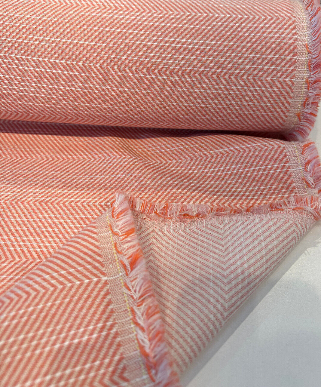 Sunbrella Annex Guava Pink Herringbone Acrylic Fabric - Guava Pink Herringbone, 56" Width (1 Yard)