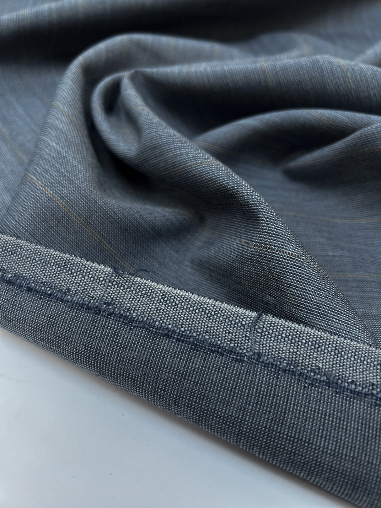 Wool Polyester Suit Fabric Checked Brown Blue