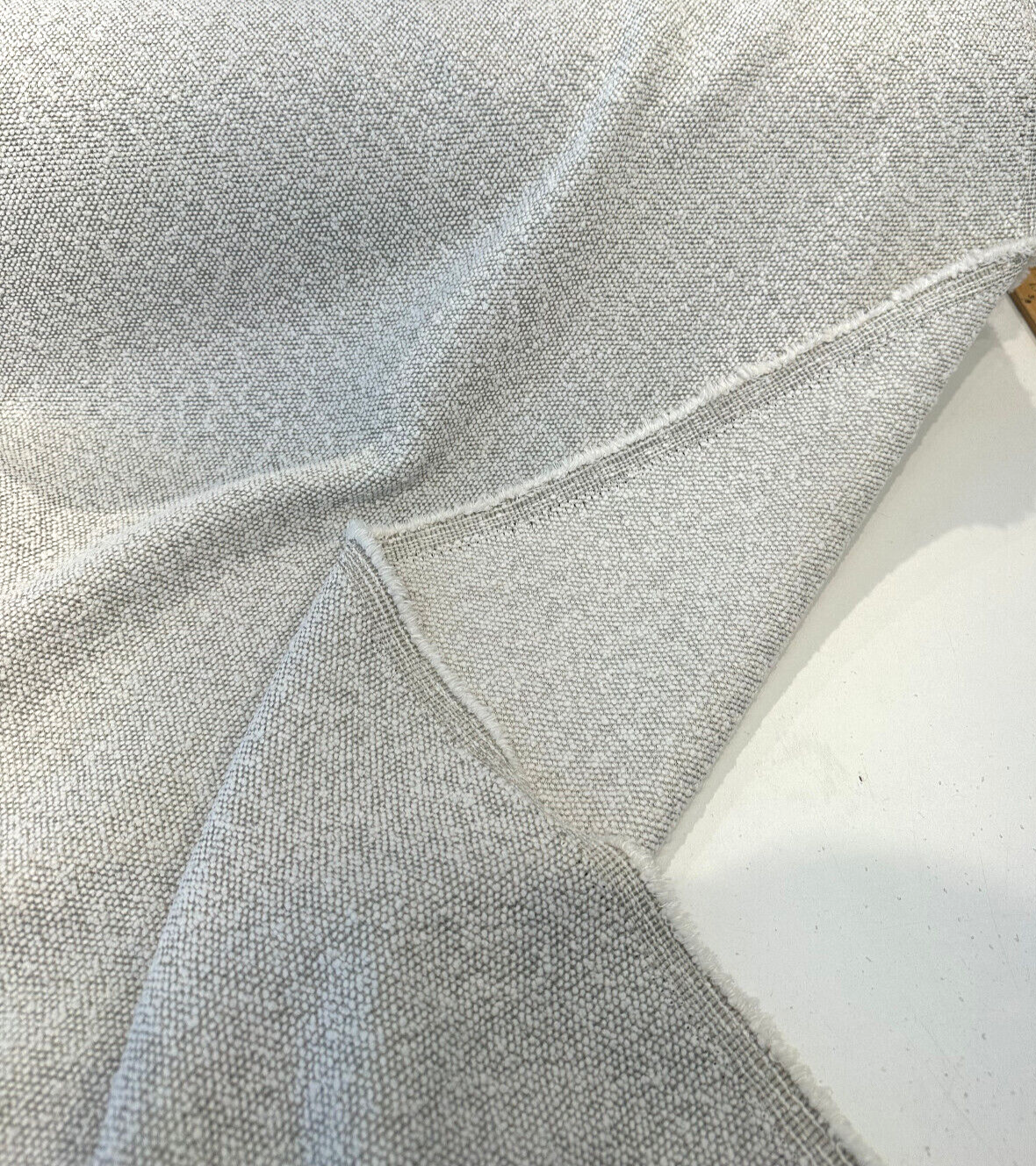 Kravet Boucle Wool Viscose Polyester Blend Fabric - White Gray Boucle, 55.12" Width (1 Yard)