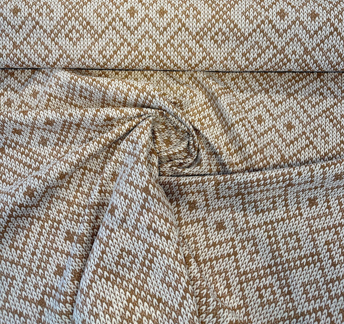 Sunbrella Sweater Weather Acrylic Fabric - Cedar Rust, Textured Geometric, 54" Width (1 Yard)