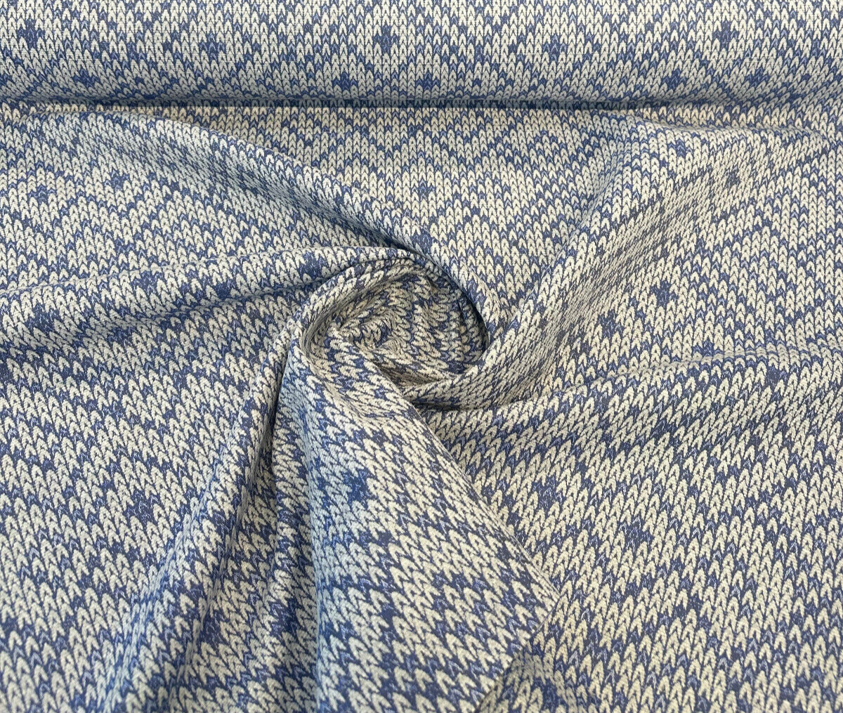 Sunbrella Sweater Weather Acrylic Polyester Fabric - Blue Willow, Textured Geometric, 54" Width (1 Yard)